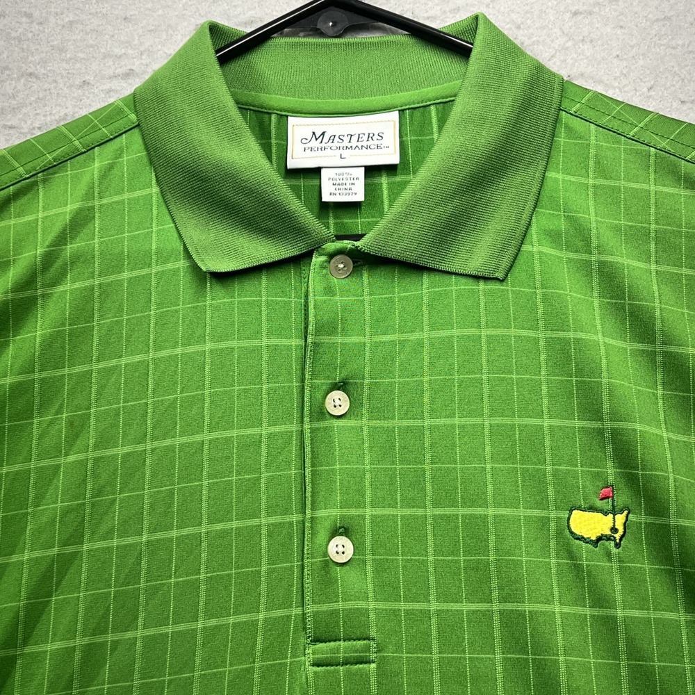 Masters Performance Polo Shirt Mens Large Windowpane Short Sleeve Tech Golf